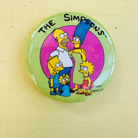 Vintage Simpson's Buttons, Bart Simpson, Homer Simpson, Novelty pin, NOS 1990s - Picture 3 of 5